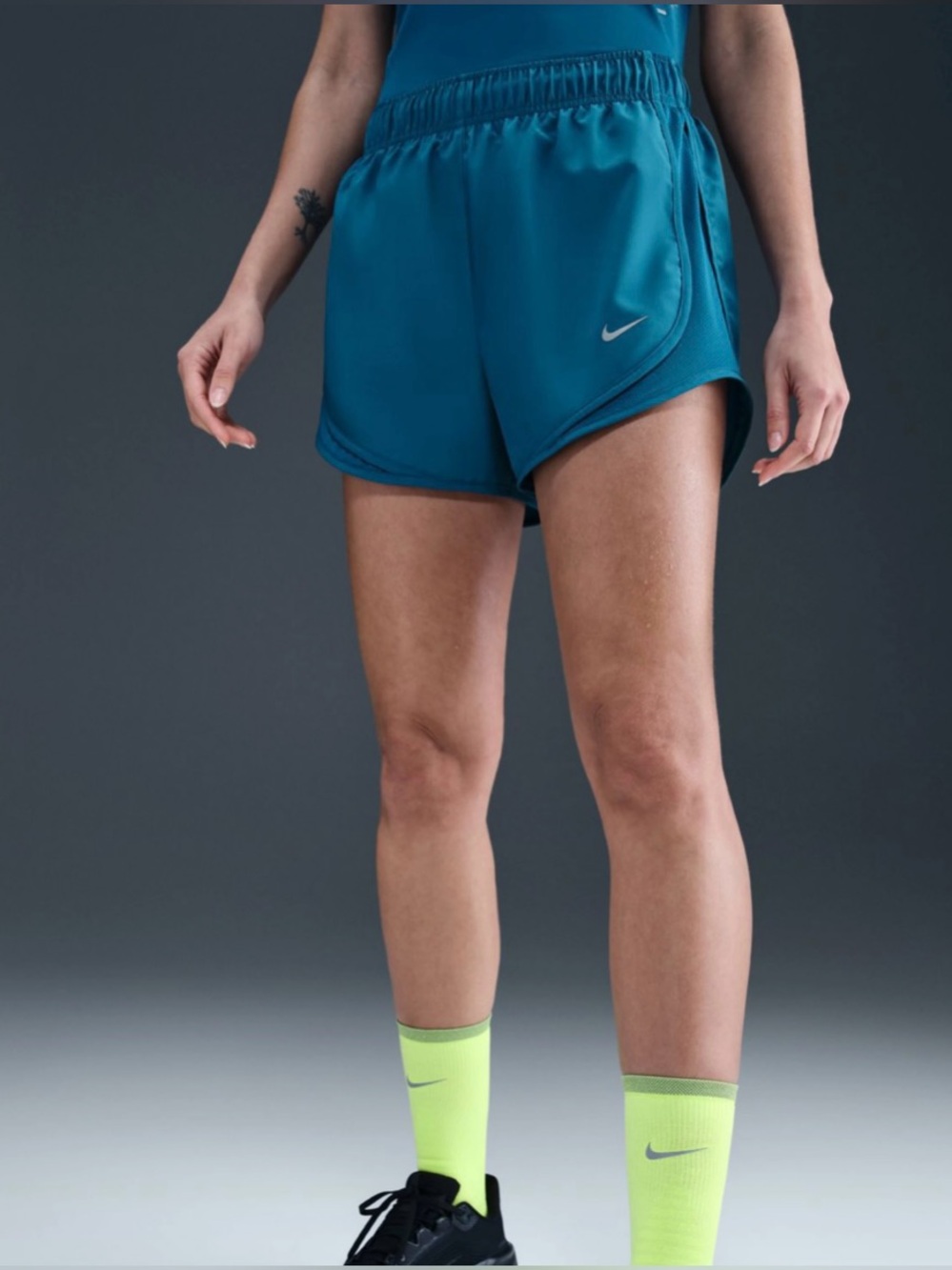 Nike Women's Teal Athletic Shorts with Reflective Swoosh